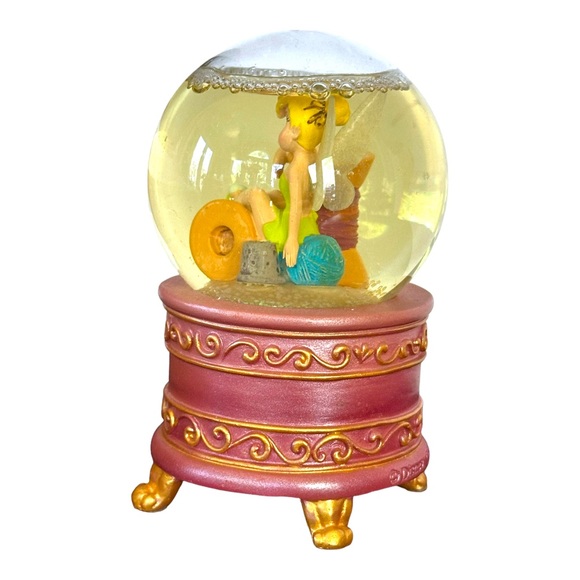 Disney Store Tinkerbell Sitting On Spools of Thread 3 1/2" Miniature Snow Globe - Picture 6 of 10